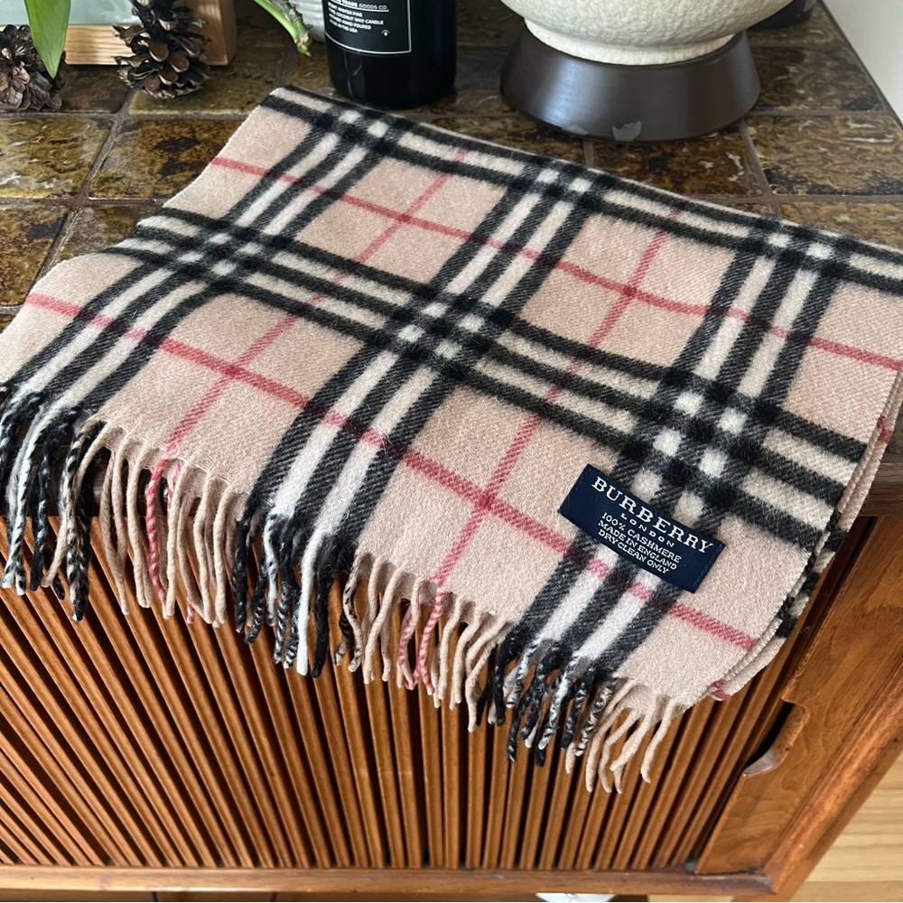 Burberry Classic Check Cashmere Scarf - 73” x 12”.